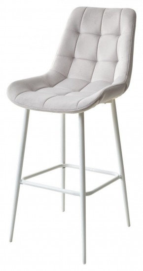 Барный стул ХОФМАН, цвет H-09 Светло-серый, велюр / белый каркас М-City в Нижнем Тагиле - nizhniy-tagil.mebel-74.com | фото