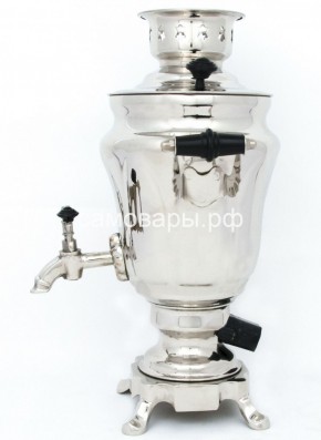 Электрический самовар из латуни никелированный на 1,5 литра форма "Тюльпан" с защитой от выкипания в Нижнем Тагиле - nizhniy-tagil.mebel-74.com | фото