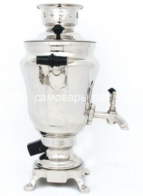 Электрический самовар из латуни никелированный на 1,5 литра форма "Тюльпан" с защитой от выкипания в Нижнем Тагиле - nizhniy-tagil.mebel-74.com | фото
