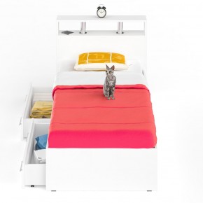 Камелия Кровать с ящиками 0900, цвет белый, ШхГхВ 93,5х217х78,2 см., сп.м. 900х2000 мм., без матраса, основание есть в Нижнем Тагиле - nizhniy-tagil.mebel-74.com | фото