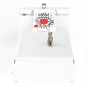 Камелия Кровать с ящиками 1200, цвет белый, ШхГхВ 123,5х217х78,2 см., сп.м. 1200х2000 мм., без матраса, основание есть в Нижнем Тагиле - nizhniy-tagil.mebel-74.com | фото