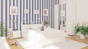 Камелия спальня № 1 Кровать 1400 + Две тумбы + Шкаф 4-х створчатый, цвет белый, сп.м. 1400х2000 мм., б/м, основание есть в Нижнем Тагиле - nizhniy-tagil.mebel-74.com | фото
