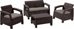 Комплект мебели Корфу сет (Corfu set) коричневый - серо-бежевый * в Нижнем Тагиле - nizhniy-tagil.mebel-74.com | фото