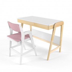 Комплект растущий стол и стул с чехлом 38 попугаев «Вуди» (Белый, Белый, Розовый) в Нижнем Тагиле - nizhniy-tagil.mebel-74.com | фото