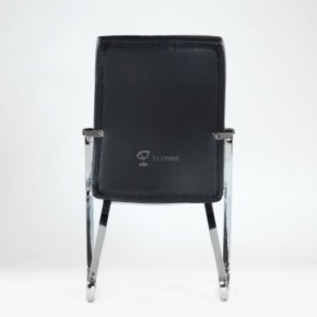 Кресло Barneo K-25 для посетителей и переговорных (хром, черная экокожа) в Нижнем Тагиле - nizhniy-tagil.mebel-74.com | фото