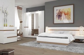 Кровать 160/TYP 92, LINATE ,цвет белый/сонома трюфель в Нижнем Тагиле - nizhniy-tagil.mebel-74.com | фото