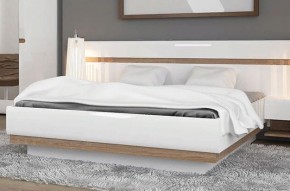 Кровать 160/TYP 94-01 с подъемником, LINATE ,цвет белый/сонома трюфель в Нижнем Тагиле - nizhniy-tagil.mebel-74.com | фото