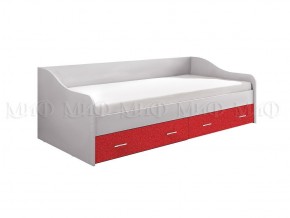 ВЕГА АЛФАВИТ Кровать 900 с настилом ЛДСП (Белый/Красный) в Нижнем Тагиле - nizhniy-tagil.mebel-74.com | фото