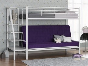Кровать двухъярусная с диваном "Мадлен-3" (Белый/Фиолетовы) в Нижнем Тагиле - nizhniy-tagil.mebel-74.com | фото
