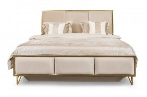 Кровать Lara 1600 с мягким изголовьем + основание (бежевый глянец) в Нижнем Тагиле - nizhniy-tagil.mebel-74.com | фото