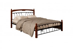 Кровать "Муза 1" КМД10 Черная (1600*2000) (ножки-махагон) с коваными изделиями в Нижнем Тагиле - nizhniy-tagil.mebel-74.com | фото