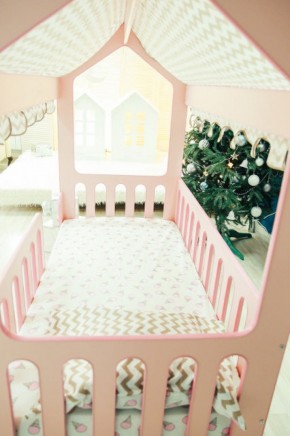 Кровать-домик без ящика 800*1600 (Розовый) в Нижнем Тагиле - nizhniy-tagil.mebel-74.com | фото