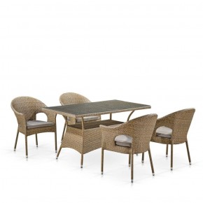 Обеденный комплект плетеной мебели T198B/Y79B-W56 Light Brown (4+1) в Нижнем Тагиле - nizhniy-tagil.mebel-74.com | фото
