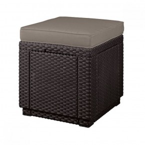 Пуфик Куб с подушкой (Cube with cushion) коричневый - серо-бежевый* в Нижнем Тагиле - nizhniy-tagil.mebel-74.com | фото
