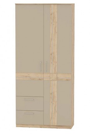 Шкаф 2-х дверный с ящиками ПРЕЗЕНТ 4-4819 (Дуб Крафт Золотой/Капучино/Дуб Мадейра) в Нижнем Тагиле - nizhniy-tagil.mebel-74.com | фото