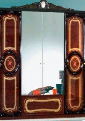 Шкаф 4-х дверный с зеркалами (01.144) Роза (могано) в Нижнем Тагиле - nizhniy-tagil.mebel-74.com | фото