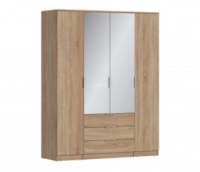 Шкаф 4х дверный с зеркалами Николь СБ-2595/1 (Дуб Сонома) в Нижнем Тагиле - nizhniy-tagil.mebel-74.com | фото