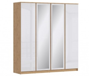 Шкаф 4х дверный с зеркалами Веста СБ-3082 (Дуб Бунратти/Белый глянец) в Нижнем Тагиле - nizhniy-tagil.mebel-74.com | фото