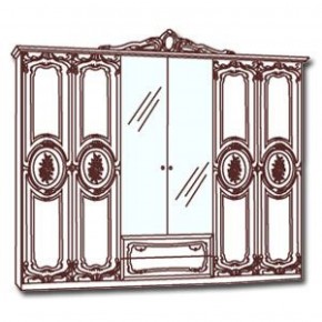 Шкаф 6-и дверный с зеркалами (01.146) Роза (беж) в Нижнем Тагиле - nizhniy-tagil.mebel-74.com | фото