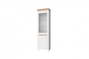 Шкаф с витриной  1V1D, TAURUS, цвет белый/дуб вотан в Нижнем Тагиле - nizhniy-tagil.mebel-74.com | фото