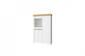 Шкаф с витриной 1V2D, TAURUS, цвет белый/дуб вотан в Нижнем Тагиле - nizhniy-tagil.mebel-74.com | фото