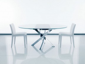 Стол BARONE (01.92) G093 хром/С150 э-бел. гл. стекло, L021алюм.вставка в Нижнем Тагиле - nizhniy-tagil.mebel-74.com | фото